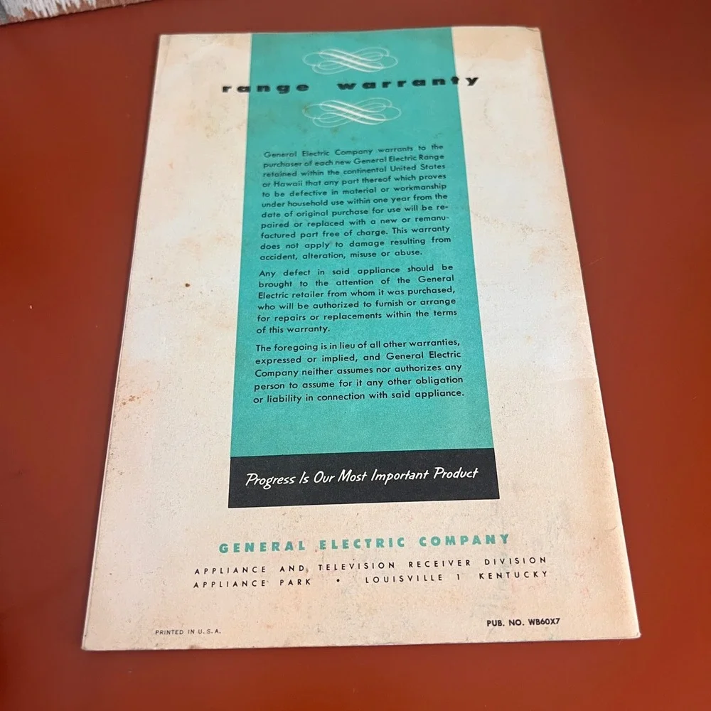 Vintage General Electric Range Manual How to Enjoy Convenient Cooking‎ GE Stove